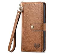 SNCLET Funda para Realme C31 Funda de Piel Amor Corazón Patrón PU Piel Tapa con Ranuras para Tarjetas Cierre Magnético Bloqueo RFID Billetera Carcasa para Realme C31,Marrón