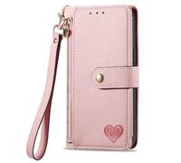 SNCLET Funda para Realme C35 4G Carcasa Amor Corazón Patrón PU Piel Tapa con Ranuras para Tarjetas Cierre Magnético Bloqueo RFID Billetera Carcasa para Realme C35 4G,Rosa