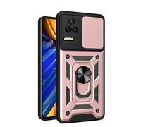 SNCLET Funda para Redmi K40S con Anillo de Soporte y Protección de la Cámara Premium Funda Anti-Rasguño Carcasa de PC Duro Protector Bumper Case Armor Fundas para Xiaomi Poco F4/Redmi K40S,Oro Rosa