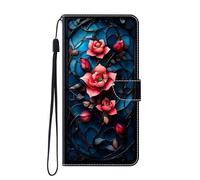 SNCLET Funda para Samsung Galaxy M15 Carcasa Libro con Tapa Piel Cuero PU de Calidad [Protección RFID] Funda Tapa Libro Flor tótem roja Movil PU Cuero Funda para Samsung Galaxy M15