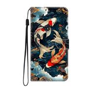 SNCLET Funda para Samsung Galaxy M15, Funda Cartera de Cuero Multifunción para Samsung Galaxy M15, Cierre Magnético, Flip PU Cuero Carcasa Magnético Caso Cartera Móvil Koi de la Suerte Case