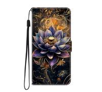 SNCLET Funda para Sony Xperia 1 III Carcasa Libro con Tapa Piel Case Flip Cuero Cierre Magnético Antichoque Fundas para Sony Xperia 1 III,Loto Morado resplandeciente