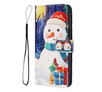 SNCLET Funda para Sony Xperia 1 Vi Libro Carcasa Christmas Style Navidad Patrón Funda PU Piel Cover Ranuras para-Tarjetas Antigolpes Magnético Teléfono Cover para Sony Xperia 1 Vi,Muñeco de Nieve