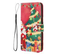 SNCLET Funda para Sony Xperia 10 IV Bumper Cover Christmas Style Navidad Patrón Funda PU Piel Carcasa Ranuras para-Tarjetas Antigolpes Magnético Cover para Sony Xperia 10 IV,Árbol de Navidad
