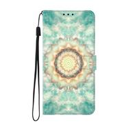 SNCLET Funda para Sony Xperia 10 V 2023 Flip Case, Funda Tipo Cartera de Piel para Sony Xperia 10 V 2023, Funda Abatible con Tarjetero y Hebilla Magnética, Ondas Verdes
