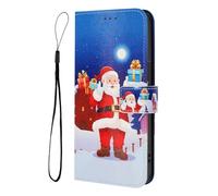 SNCLET Funda para Sony Xperia 5 IV Cover de Cuero Christmas Style Navidad Patrón Funda PU Piel Carcasa Ranuras para-Tarjetas Antigolpes Magnético Teléfono Cover para Sony Xperia 5 IV,Papá Noel
