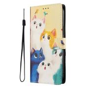 SNCLET Funda para TCL NxtPaper 60 Ultra 5G Cover Girl Funda Tipo Cartera de Cuero PU con Carcasa de Silicona,Ranura para Tarjetas,Soporte Integrado,Cierre Magnético Wallet Cover,Gatito Bonito