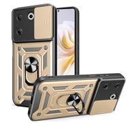 SNCLET Funda para Tecno Camon 20 Pro 5G Funda Cubierta de cámara Deslizante con Soporte de Anillo Armor Carcasa de PC TPU Bumper Antigolpes Protector Antiarañazos Cover para Tecno Camon 20 Pro 5G,Oro