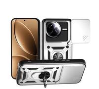 SNCLET Funda para Xiaomi Poco F7 Ultra 5G Funda Protección Armor Cubierta de Cámara Deslizante Proteger con 360 Anillo Soporte PC y Silicona Antiarañazos Cover para Xiaomi Poco F7 Ultra 5G,Plata