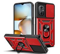 SNCLET Funda para Xiaomi Poco M4 5G Protección de la Cámara Carcasa Premium Funda con Protección Soporte de Anillo Carcasa Anti-Golpes Anti-Arañazos Carcasa Armor Fundas para Xiaomi Poco M4 5G,Rojo