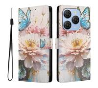 SNCLET Funda Tipo Cartera para Blackview Shark 9 Funda con Tapa de Cuero PU y Silicona,Soporte Integrado,Ranura para Tarjetas,Cierre Magnético Protectora Carcasa para Blackview Shark 9,Flores Rosas