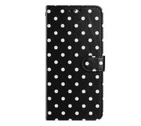 SNCLET Funda Tipo Cartera para Nokia C110 Funda de Cuero PU con Estampado de Lunares y Cierre Magnético,Ranuras para Tarjetas Carcasa de TPU Bumper Cover para Nokia C110,Negro
