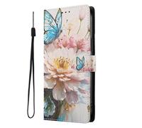 SNCLET Funda Tipo Cartera para TCL 605 Funda con Tapa de Cuero PU y Interior de Silicona,Ranura para Tarjetas,Soporte Integrado,Cierre Magnético Protectora Carcasa para TCL 605,Flores Rosas