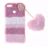 SNCLET Plush Case para Honor View 20 Funda de Silicona Bumper Fluffy Fur TPU Case Bonita Love Decoration Funda de Fluffy con Diamantes de Purpurina Shockproof Carcasa para Honor View 20,Collage Rosa
