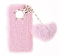 SNCLET Plush Case para Huawei Mate 80 Pro MAX Funda de Silicona Bumper Fluffy Fur Protección Case Bonita Love Funda de Fluffy Fur con Diamantes de Purpurina Shockproof Carcasa,Rosado