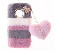 SNCLET Plush Case para Huawei Mate 80 Pro MAX Funda de Silicona Bumper Fluffy Fur Protección Case Bonita Love Funda Fluffy con Diamantes de Purpurina Shockproof Carcasa,Collage Gris