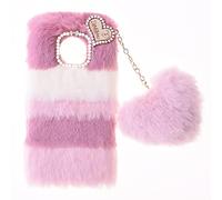 SNCLET Plush Case para TCL 605 Funda de Silicona Bumper Fluffy TPU Protección Case Bonita Love Funda Fluffy con Diamantes de Purpurina Shockproof Carcasa para TCL 605,Collage Rosa