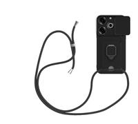 SNCLET Premium Suave Silicona TPU Case para Tecno Pova 6 Pro con Cordón Anillo de Soporte Ultra Thin Bumper Cover Protección Funda con Tarjetero Funda de Silicona para Tecno Pova 6 Pro,Negro