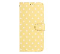 SNCLET Protección TPU Bumper Funda con Soporte para Nokia C110 Funda Tipo Cartera Cuero PU con Estampado de Lunares,Ranuras para Tarjetas,Magnético Cover para Nokia C110,Amarillo