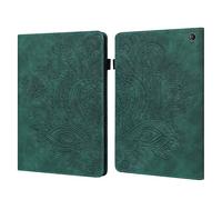 SNCLET PU Cuero Flip Case Tablet Funda para Amazon Kindle Fire HD 7 2022 Protectora Carcasa con Soporte Plegable Ranura para Tarjeta Verde Paisley en Relieve Funda para Amazon Kindle Fire HD 7 2022