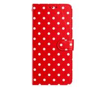 SNCLET TPU Bumper Funda Protectora para Nokia C110 con Estampado de Lunares,Cierre Magnético Tapa Tipo Cartera,Cubierta de Cuero PU con Ranuras para Tarjetas para Nokia C110,Rojo