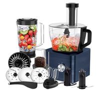 SNDOAS Robot de Cocina, 1100 W Robot Cocina Multifuncion, 3.2 Litros de Capacidad, Batidora 1.5 Litros, trituradora, Picador, Molienda, Batidor, Color Azul Oscuro