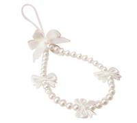 Sndperiexam 1 abalorio de mariposa blanca con nudo de lazo para teléfono, dije de decoración de papelería de flores, correa de cuentas de perlas de corazón Y2K, cordón para teléfono, accesorios