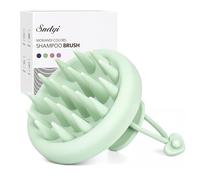 Sndyi - Cepillo de champú masajeador de cuero cabelludo de silicona, limpiador de cabello con cerdas suaves, para eliminar la caspa, cepillo húmedo y seco, verde menta