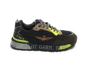 Sneaker Aeronautica Militare ecosuede/ nylon nero/ verde militare U25AR01 242SC276CT3380 41