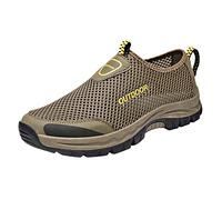 Sneaker Without Tying Shoelace For Men Neue Rutschfest Sneaker Traillaufschuhe Ultra-Bequemer BarfußSchuhe Rutschfeste Bergschuhe Netz Atmungsaktiv Outdoor Leichtgewichts Fitnessschuhe, marrón, 42 EU