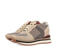 Sneakers Beige con cuña Interna y Piezas en Tonos Beige Burgundy y Celeste para Mujer windhof