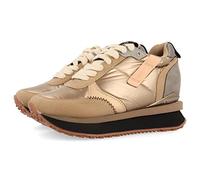 Sneakers Doradas Monocolor Acolchadas con Detalles y cuña Interna para Mujer anif