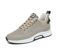Sneakers Hombre con Tacón Oculto 6cm Zapatillas de Correr de Malla Aérea sin Cordones, Zapatos de Ciudad Casual y Flexibles para ganar Altura discretamente, Caqui, 8 cm, 40 EU