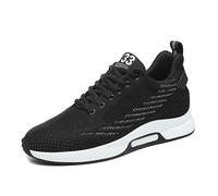 Sneakers Hombre con Tacón Oculto 6cm Zapatillas de Correr de Malla Aérea sin Cordones, Zapatos de Ciudad Casual y Flexibles para ganar Altura discretamente, Negro 6 cm, 40 EU
