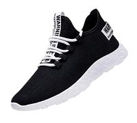 Sneakers Homme Running Ete en Malla Transpirable Basket Homme Rehaussantes Zapatillas y Zapatos de Deporte Ligero, Zapatos de Senderismo Caminar Basquetas Zapato de Seguridad Ortopédico, 01 negro., 42