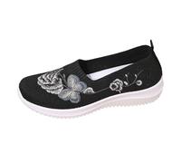 Sneakers Mujer,Zapatos ortopedicos Mujer,Casuales de tacón Inclinado con Parte Superior de metálica, Tejido Fly Weaving, diseño Calado y Bloques de Color, (Black, 38)