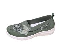 Sneakers Mujer,Zapatos ortopedicos Mujer,Casuales de tacón Inclinado con Parte Superior de metálica, Tejido Fly Weaving, diseño Calado y Bloques de Color, (Green, 43)