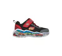 Skechers Niños Play Scene Zapatilla de Deporte, Black & Red Textile/Synthetic/Multi Trim, 23 EU