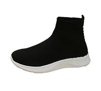 Sneakers - Zapatillas deportivas para mujer, color negro, elegantes, con tacón de cuña, cómodas, zapatillas deportivas de media altura, antideslizantes, para exteriores, suaves, para caminar, Negro