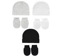 Snegyu Gorro de hospital de algodón para recién nacidos y guantes antiarañazos, juego de 0-3 meses para recién nacidos, niños y niñas, capó, gorros y guantes para bebés