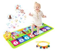 SneiDr Alfombra Musical Piano para Bébé Tapete Musical 80x30cm con Pulsera de Campanas 13 Teclas 10 Melodías 8 Sonidos de Animales Antideslizante No Tóxico Juguetes Regalo Bebe 1 Año+ para Niña Niños