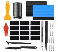 SneiDr Kit de 40 Piezas Herramientas de Película de Tinte Ventana de Coche con Raspadores de Fieltro Cuchillo de Precisión Cuchillo de Corte para Aplicación de Vinilo Envoltura Profesionales y DIY