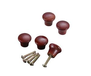 SNGUOQ 5 uds Mini perillas redondas de madera con tornillo 23 * 20mm 0,91 "manija un solo orificio Para Armarios Y Tiradores De Puertas(Red)