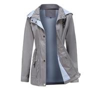 SNGUOQ Chaqueta cortavientos con capucha de invierno for mujer, for senderismo, acampada al aire libre, manga larga, cremallera, impermeable, for exteriores Para Campings Y Parques Acuáticos(Gray,XL)