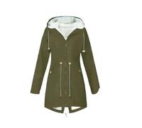 SNGUOQ Chaqueta de terciopelo invierno for mujer, abrigo con capucha a prueba viento, ropa senderismo for exteriores, for, cortavientos longitud media Para Campings Y Parques Acuáticos(Green,S)