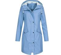 SNGUOQ Chaqueta impermeable con capucha y talla grande for mujer, resistente al viento, larga, for exteriores Para Campings Y Parques Acuáticos(Blue,L)