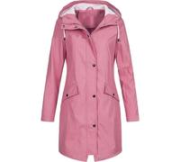 SNGUOQ Chaqueta impermeable con capucha y talla grande for mujer, resistente al viento, larga, for exteriores Para Campings Y Parques Acuáticos(Pink,M)