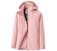 SNGUOQ Chaquetas de esquí invierno for mujer, impermeables, resistentes al viento, forro polar, cálidas, for exteriores, for senderismo Para Campings Y Parques Acuáticos(Pink,Asian 2XL(67-75KG))