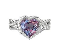 SNHHNSW 1-3 Heart Cut Natural Gemstone Anillo de compromiso S 10K 14K Esmeralda/Moissanite/Ruby/Sapphire/Opal Halo Infinity Promise Anillo de piedra de nacimiento para mujeres para mujeres