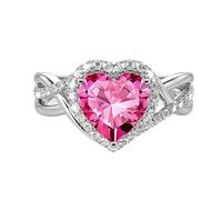 SNHHNSW 1-3 Heart Cut Natural Gemstone Anillo de compromiso S 10K 14K Esmeralda/Moissanite/Ruby/Sapphire/Opal Halo Infinity Promise Anillo de piedra de nacimiento para mujeres para mujeres